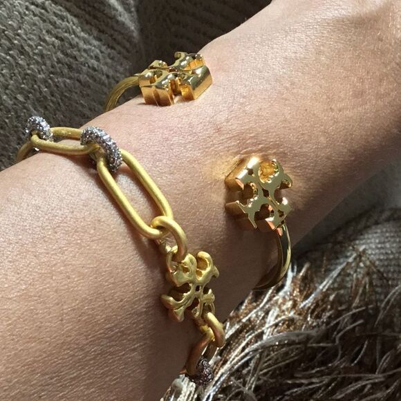TORY BURCH KIRA 18K GOLD PLATED CUFF BRACELET - Picture 4 of 8